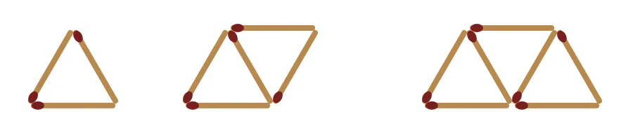Rows of one, two and three matchstick triangles