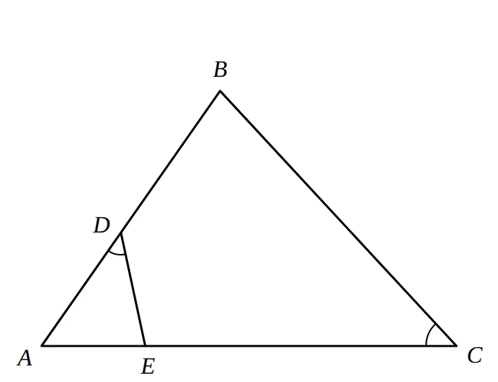 Triangle ABC with D on AB and E on AC