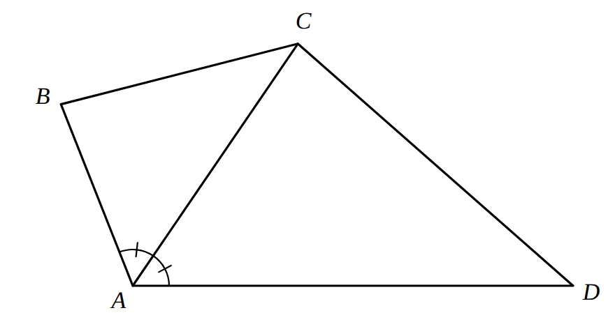 Quadrilateral ABCD with diagonal AC