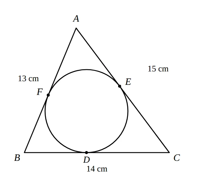 Triangle ABC with incircle touching AB at F, BC at D, CA at E