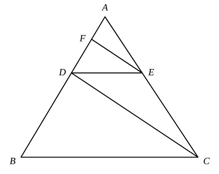 Triangle ABC; DE parallel to BC, EF parallel to CD, F on AD