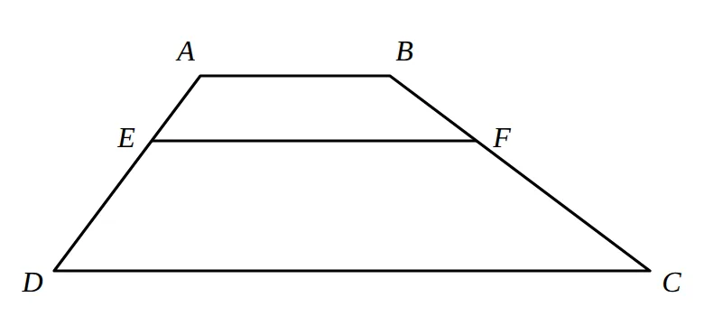 Trapezium ABCD with AB, EF and DC parallel