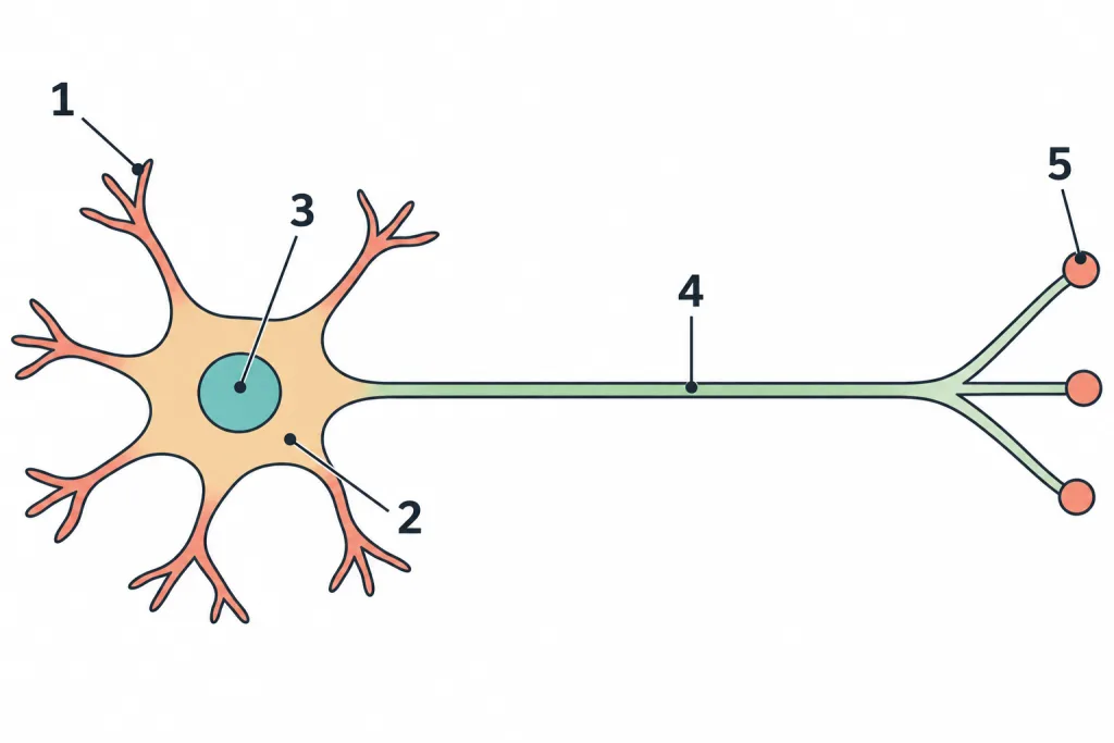 Neuron with numbered labels 1 to 5
