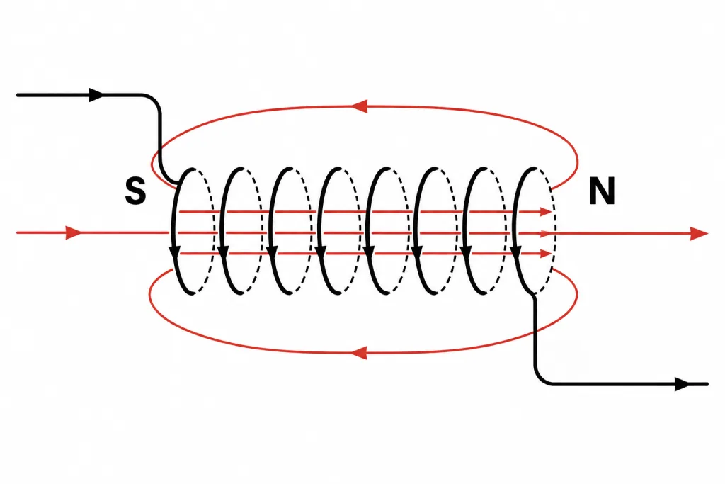 Magnetic field lines of a current-carrying solenoid
