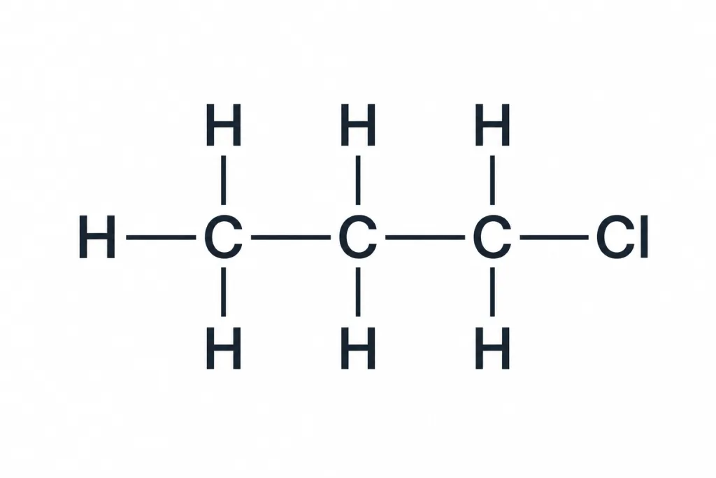 Structural formula of an organic compound containing chlorine