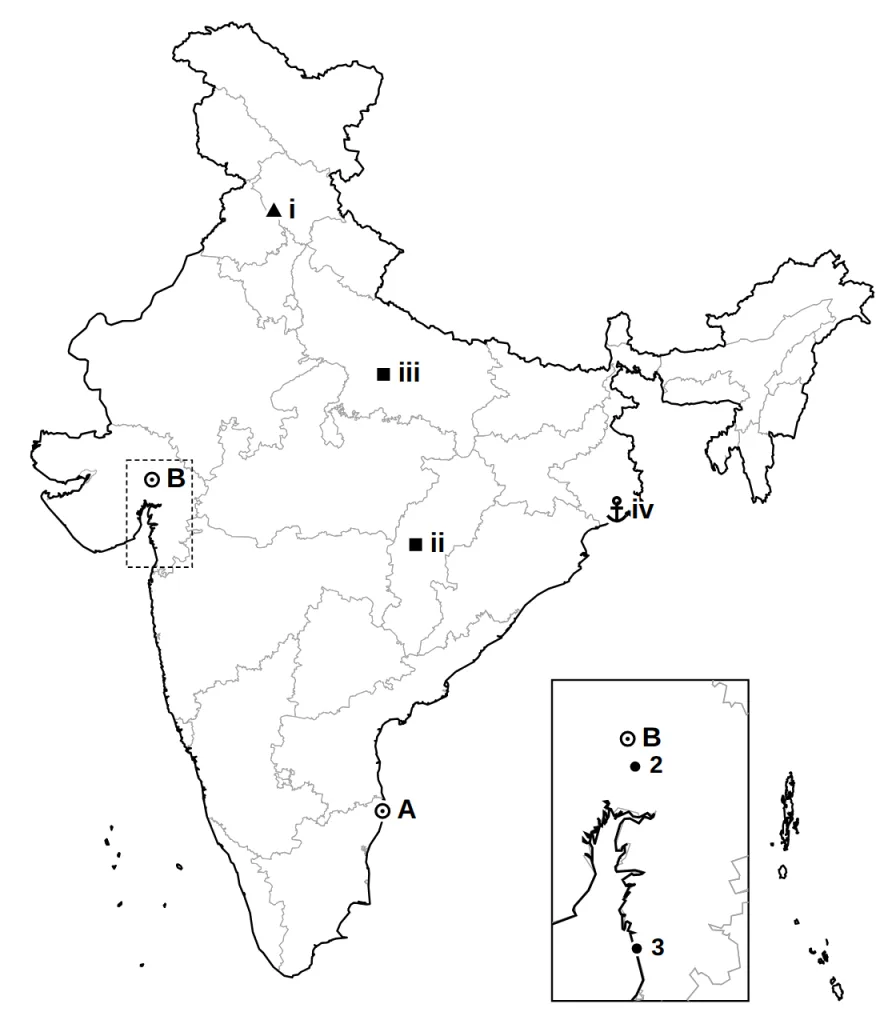 Answer map with A, B and places i to iv