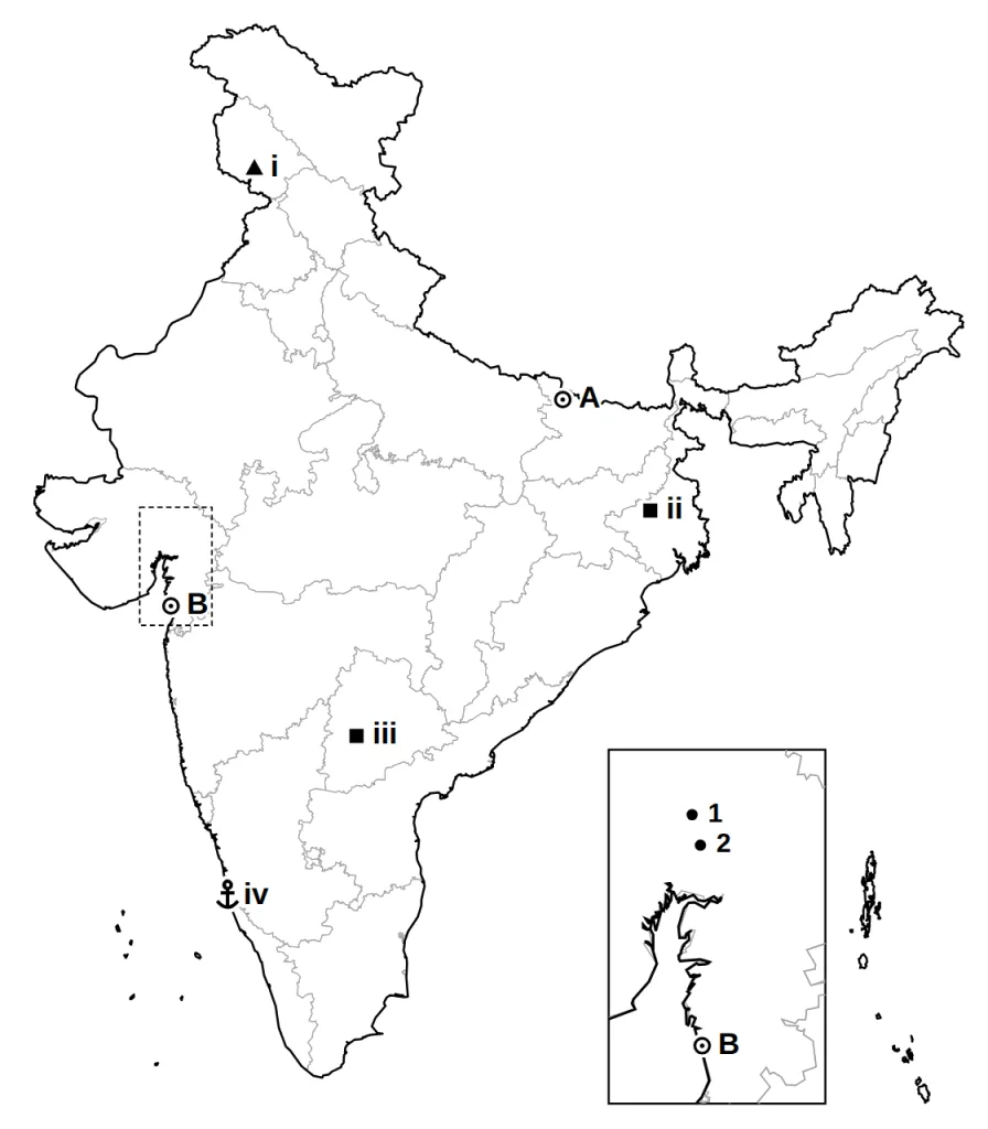 Answer map with A, B and places i to iv