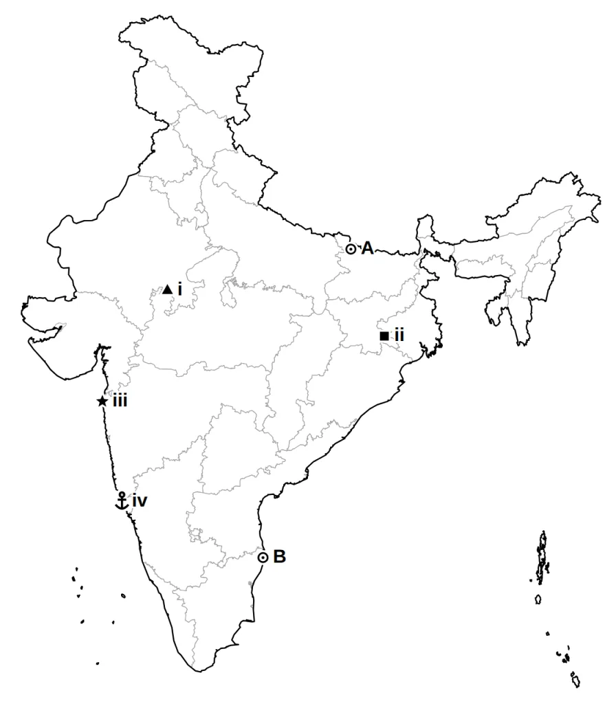 Answer map with A, B and places i to iv