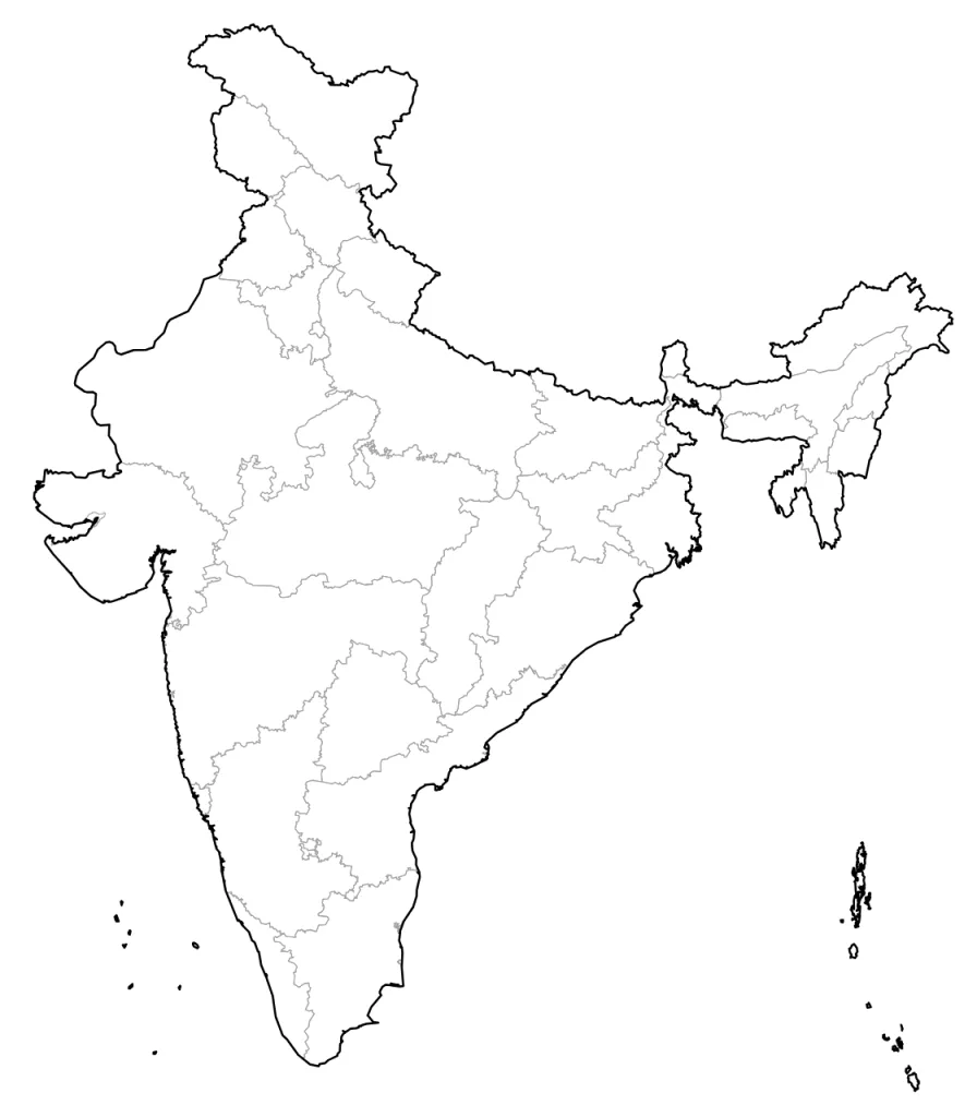 Blank outline map of India