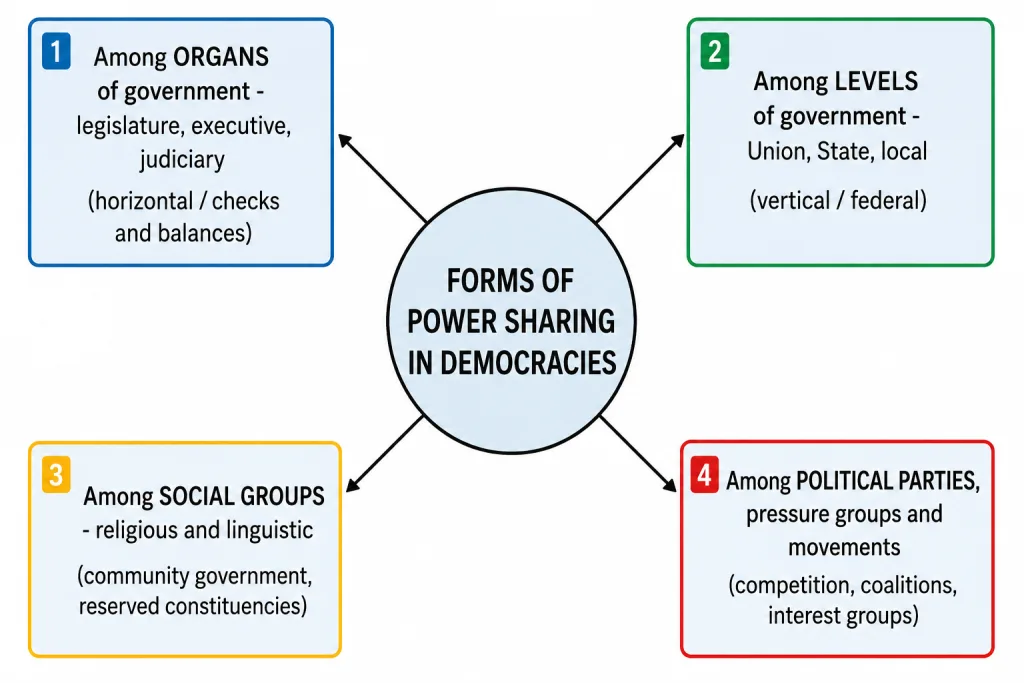 Four forms of power sharing in a democracy