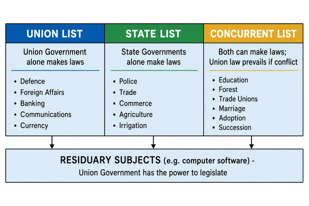 Union, State and Concurrent Lists compared