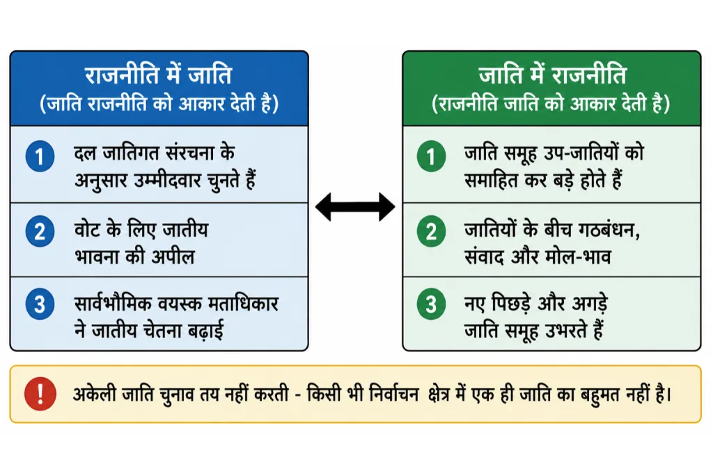 राजनीति में जाति और जाति में राजनीति की तुलना