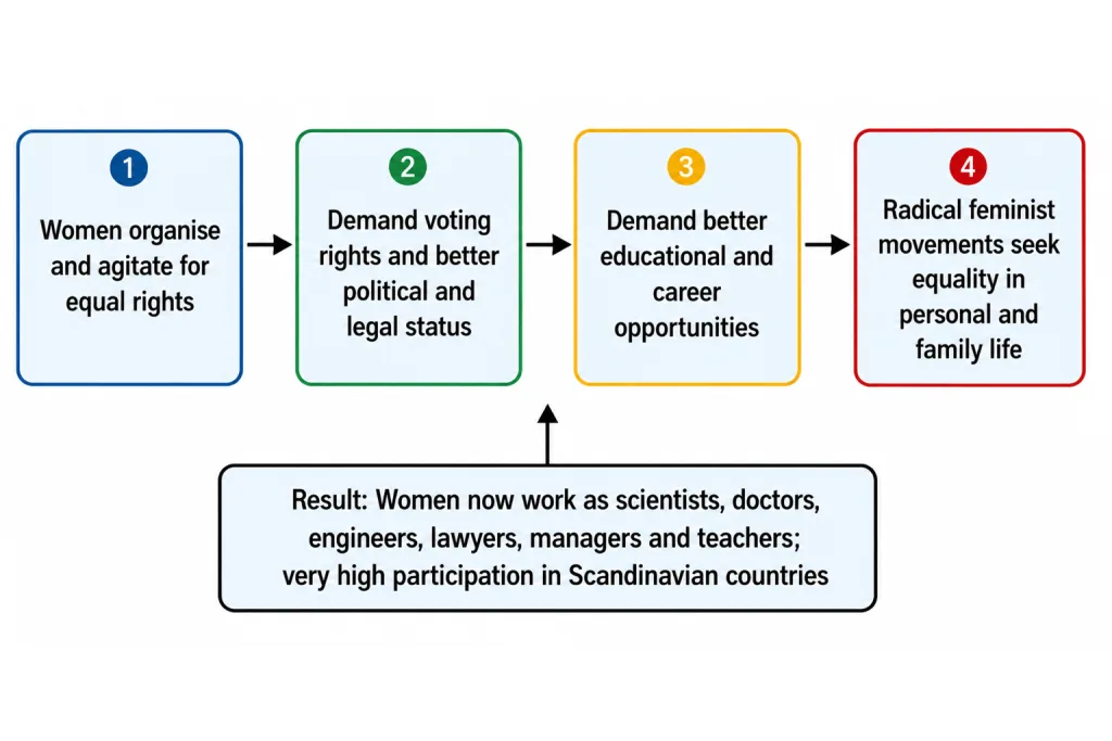 Flowchart of the stages of the feminist movement