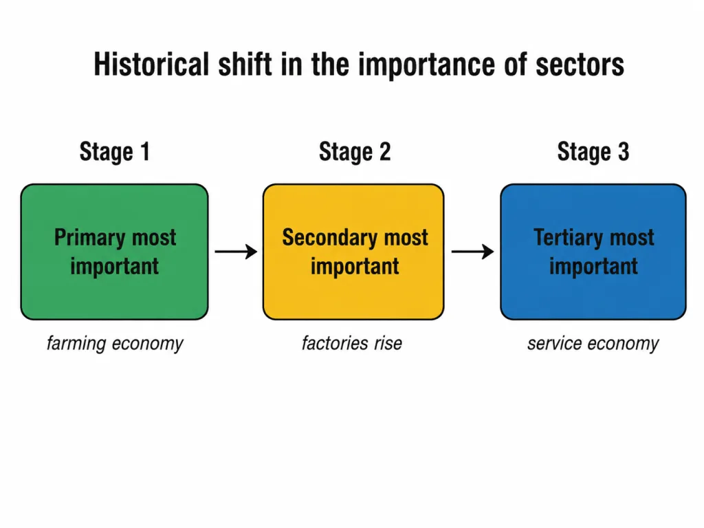 Historical shift from primary to secondary to tertiary