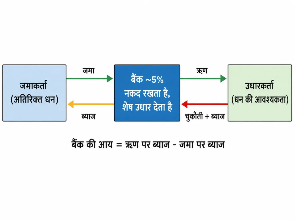 बैंक जमाकर्ताओं और उधारकर्ताओं के बीच मध्यस्थ