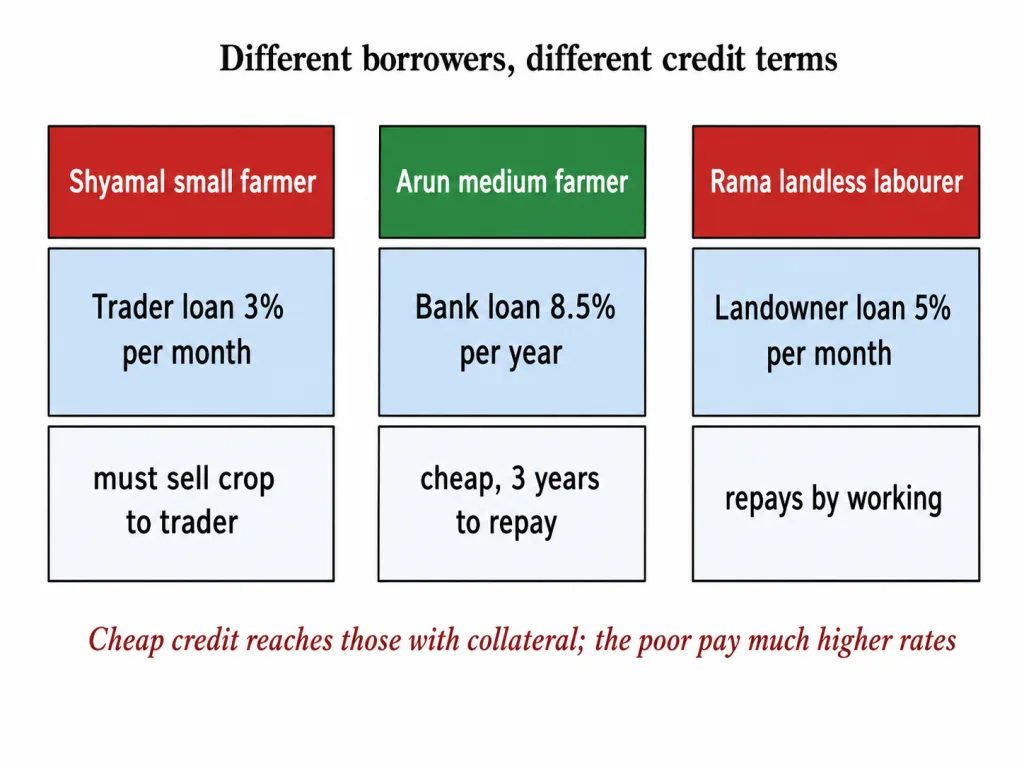 Varying terms of credit in Sonpur village