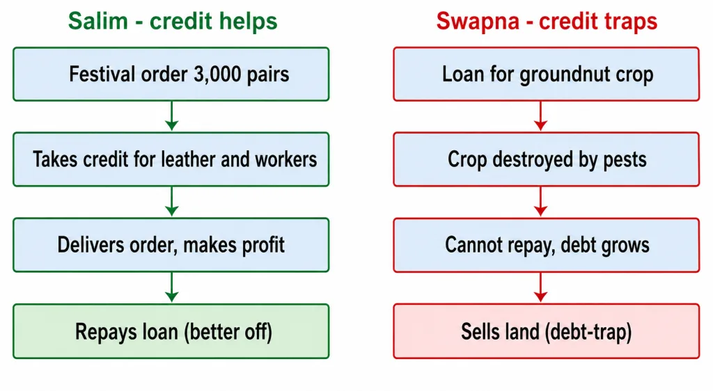 Credit helping Salim versus trapping Swapna in debt