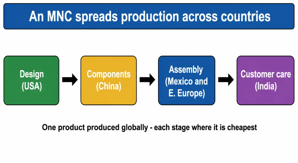 MNC spreading production stages across countries