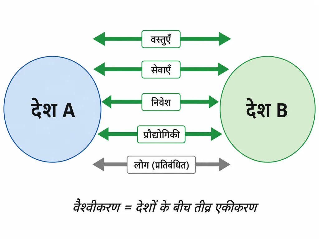 देशों के बीच वस्तुओं और सेवाओं का प्रवाह