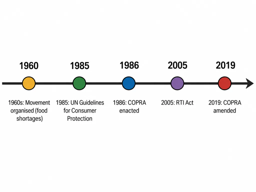 Timeline of the consumer movement and COPRA