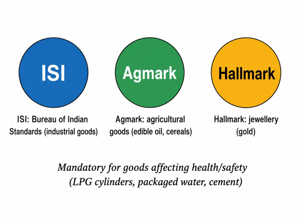 Standardisation marks ISI Agmark and Hallmark