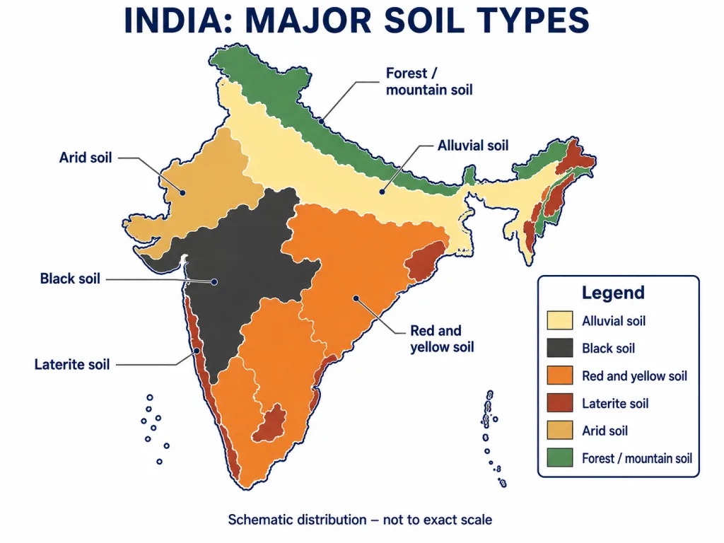 Map of major soil types across India