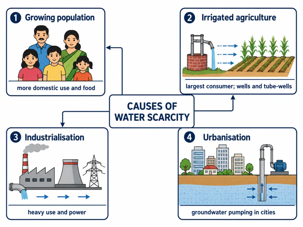 Main causes of water scarcity in India