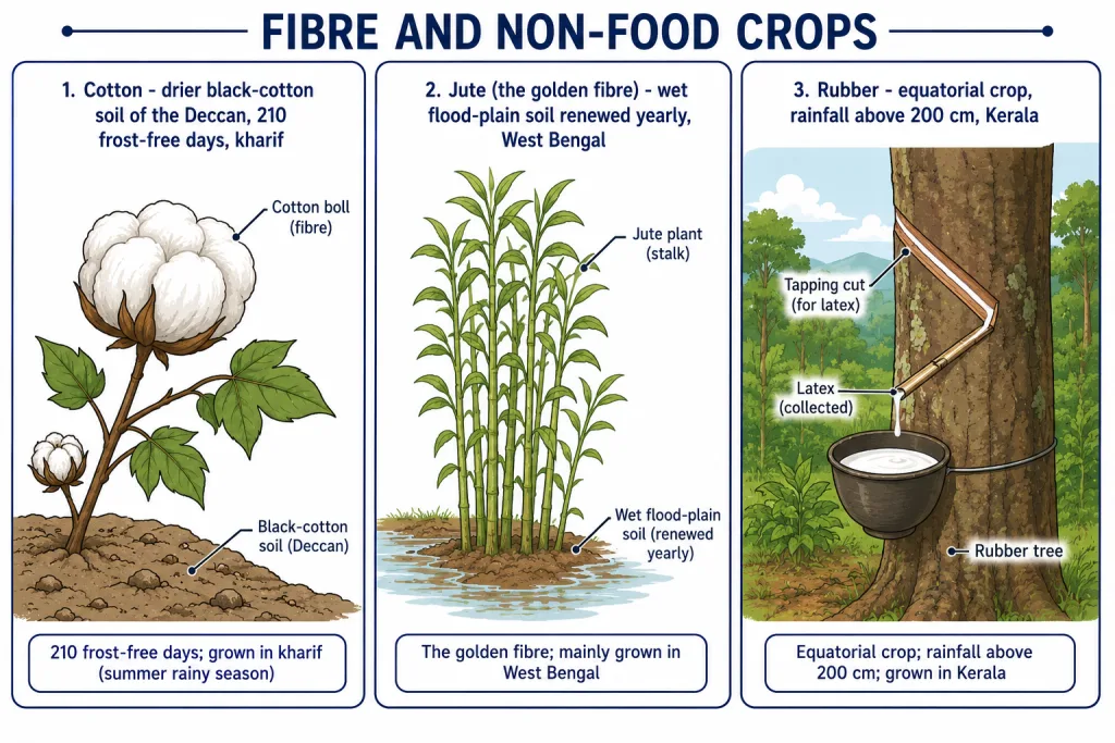 Fibre crops cotton and jute with rubber