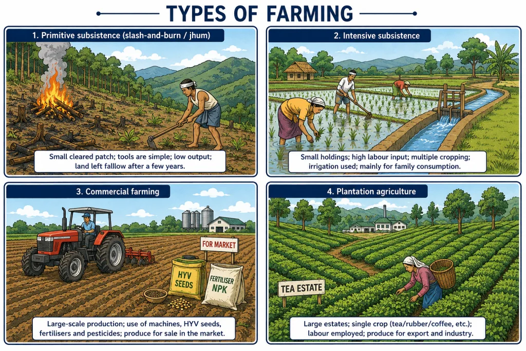 Four types of farming in India