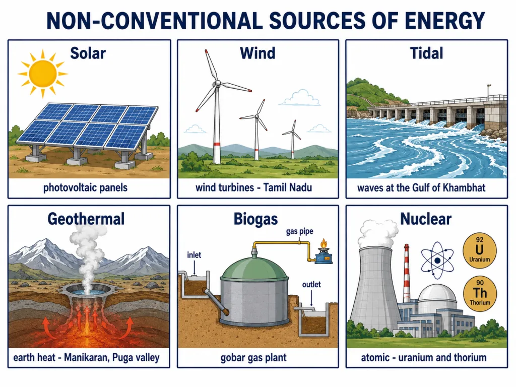 Six non-conventional energy sources of India