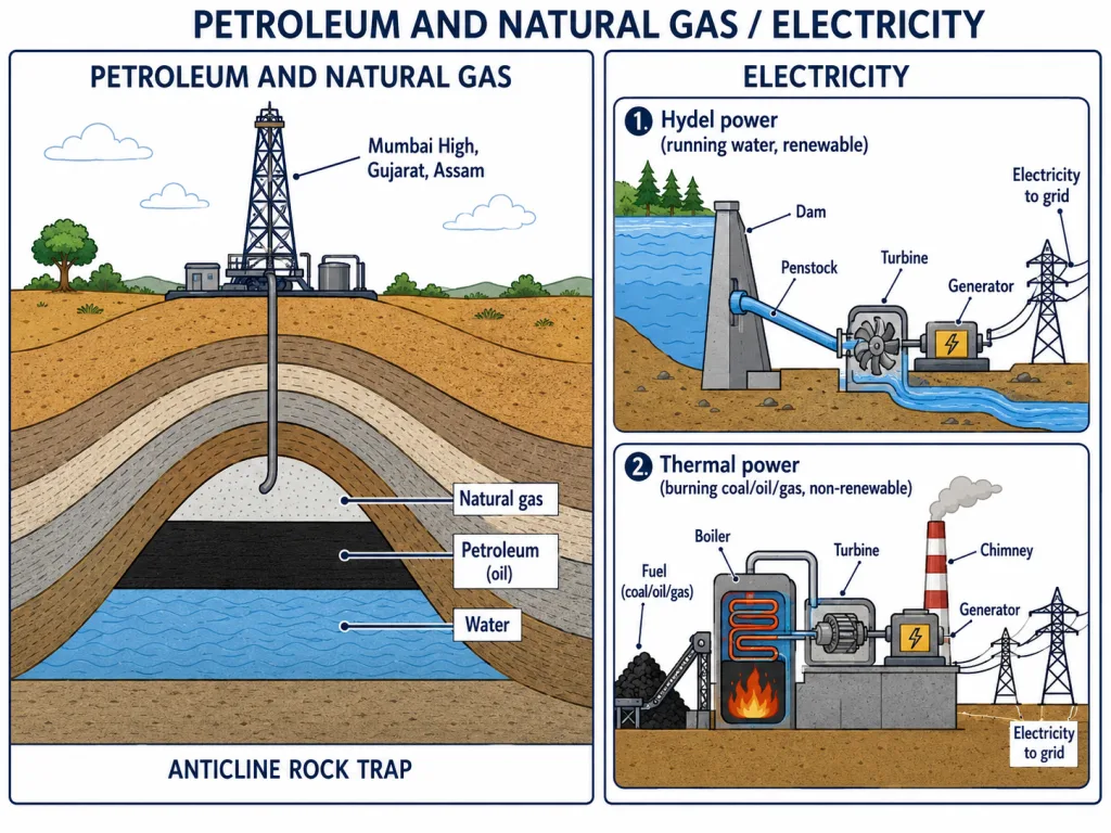 Petroleum trap, natural gas and electricity generation