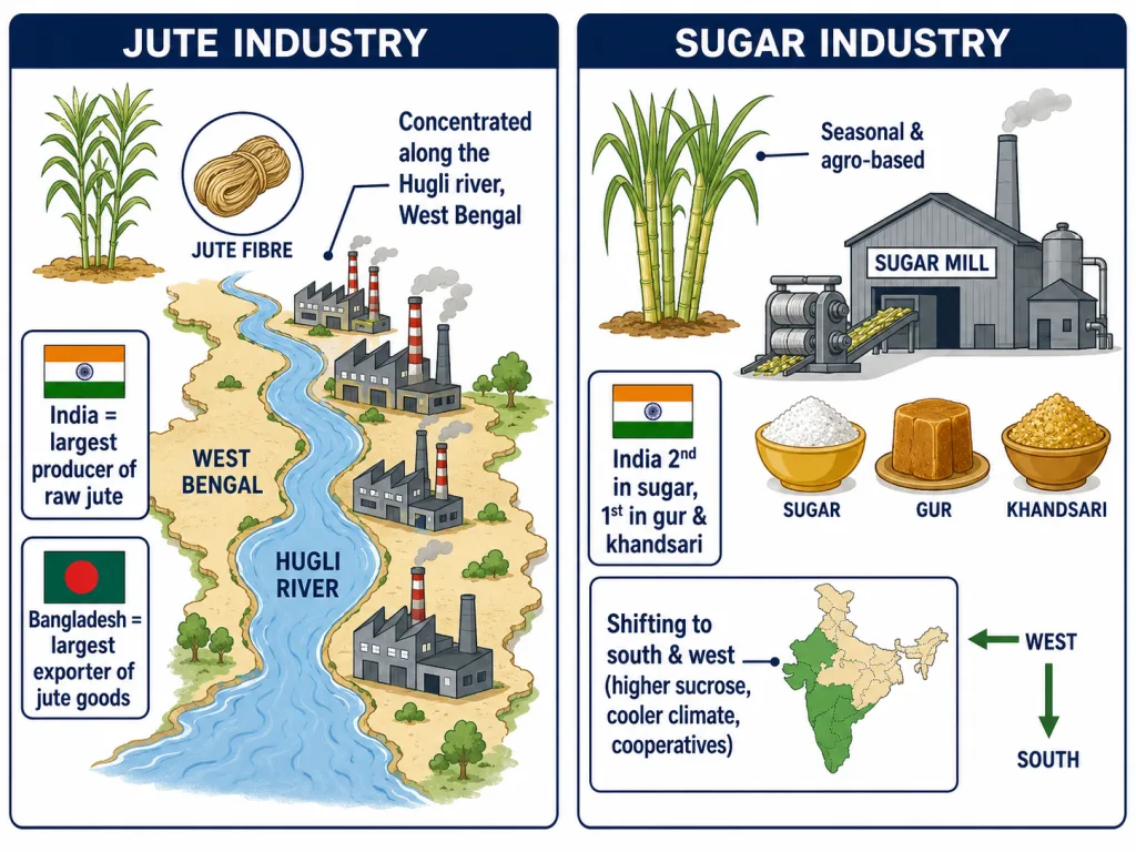 Jute industry of Hugli basin and sugar industry