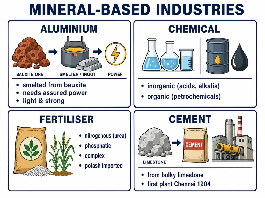 Aluminium, chemical, fertiliser and cement industries