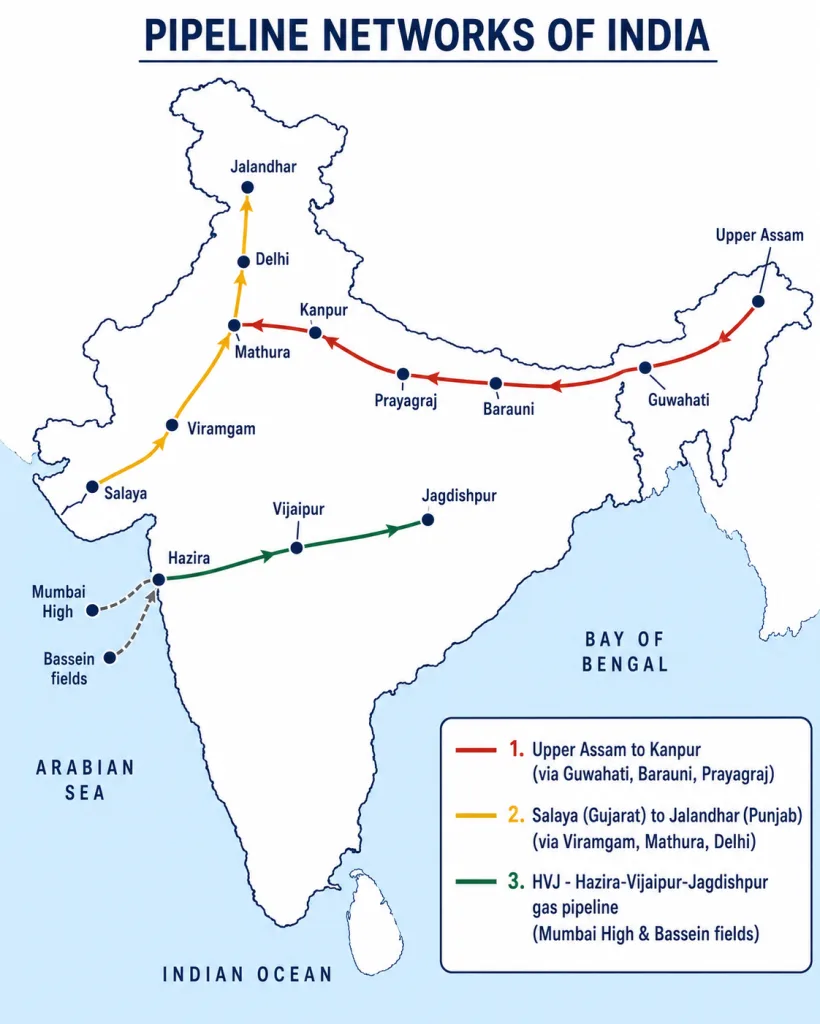 India major oil and gas pipeline networks