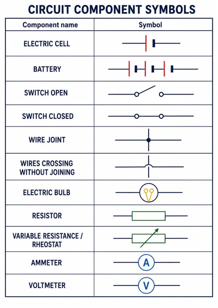 Standard symbols for electrical circuit components
