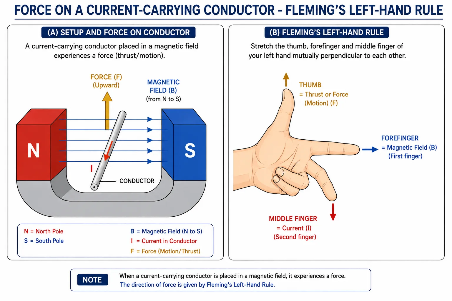 Fleming left-hand rule for force on current in field