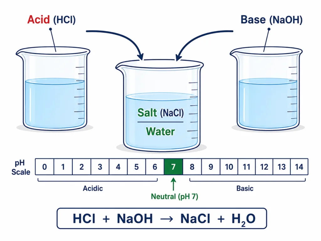 Neutralisation: acid and base forming salt and water