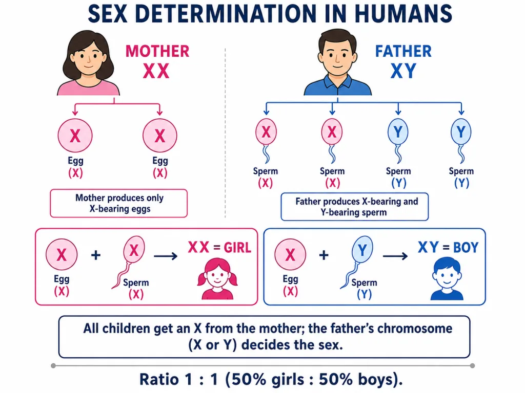 Sex determination in humans by XX and XY chromosomes
