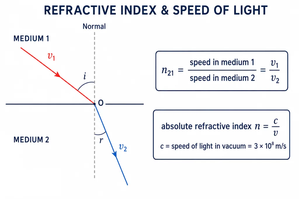 Refractive index relating speeds in two media