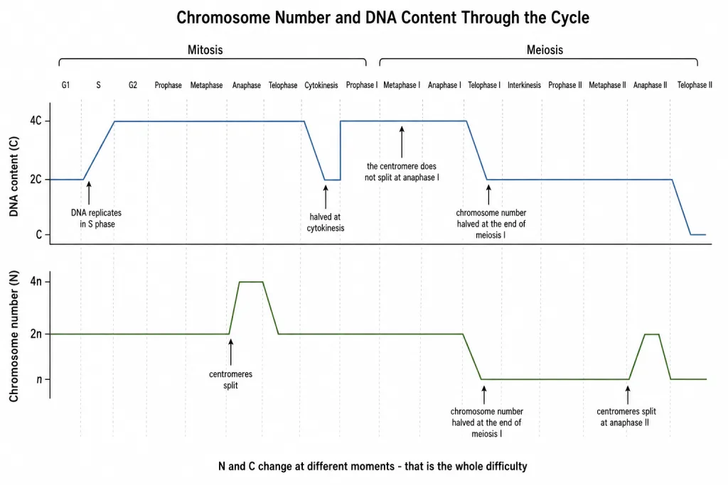 Graph of DNA content per cell across the phases of the cell cycle