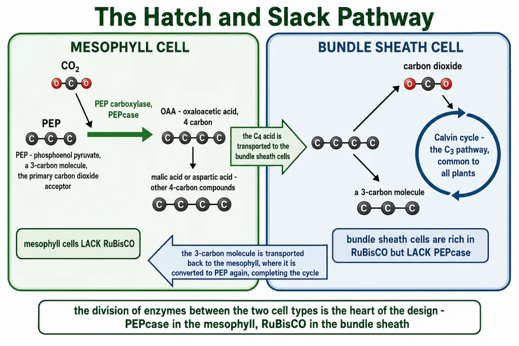 The Hatch and Slack pathway in mesophyll and bundle sheath cells