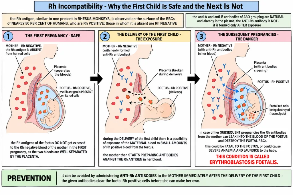 Rh negative mother and Rh positive foetus across two pregnancies