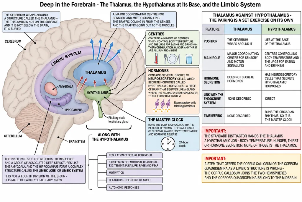 Thalamus hypothalamus and limbic system structures in the forebrain