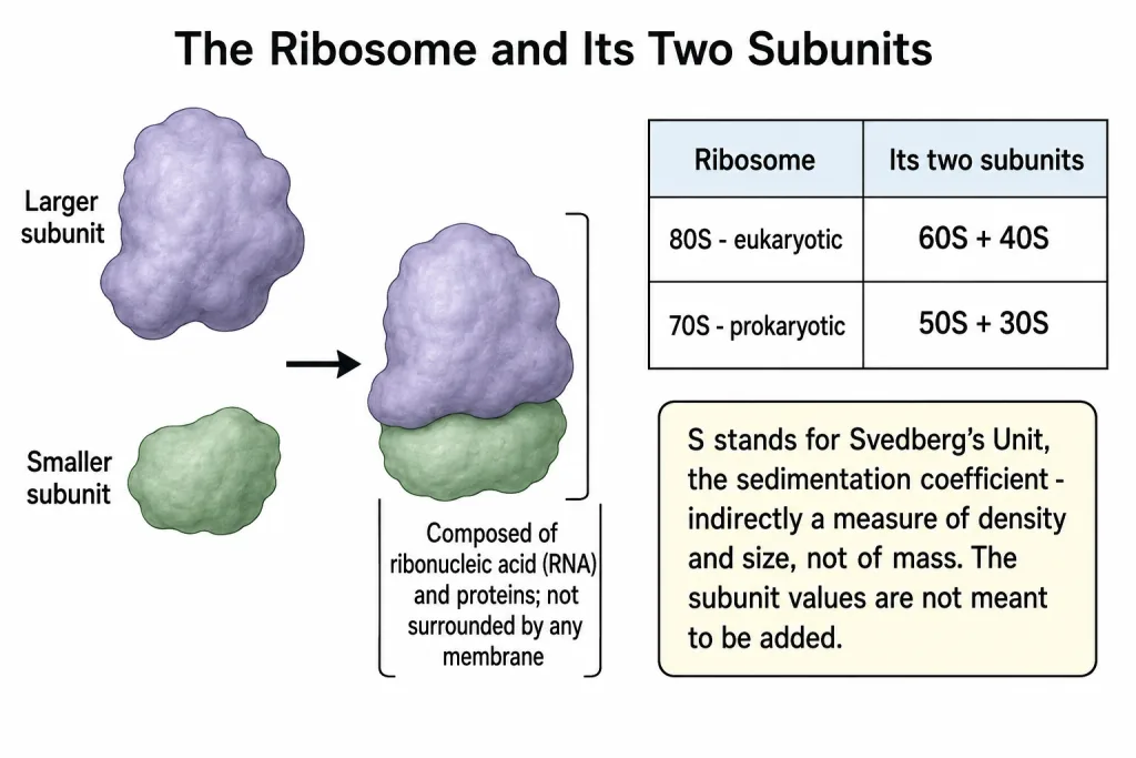 Ribosome showing its larger and smaller subunits