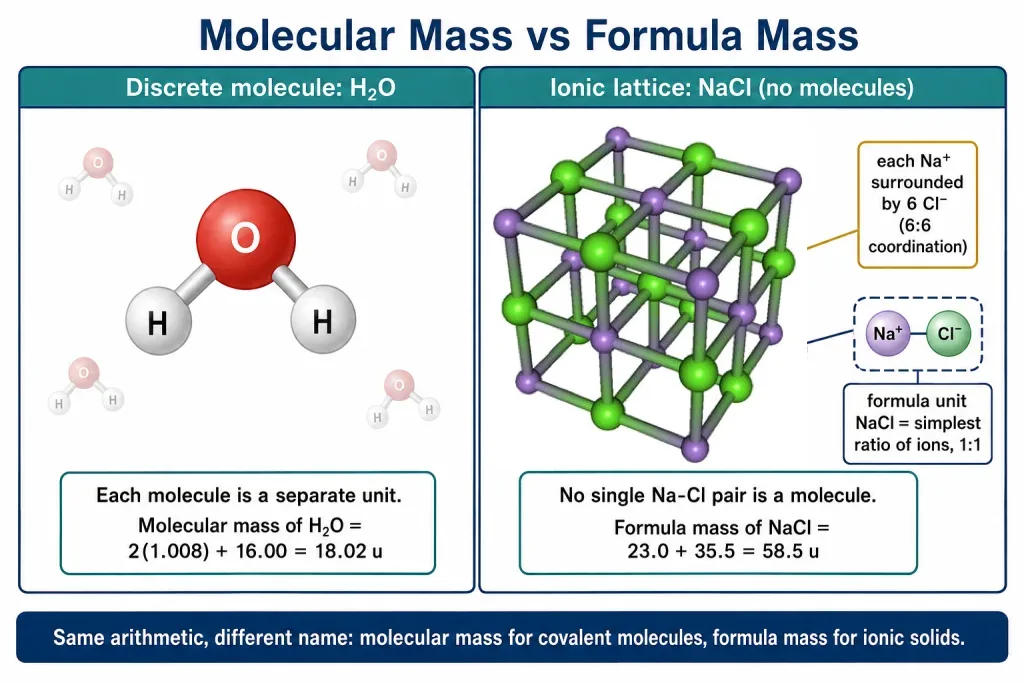 Water molecule versus the NaCl ionic lattice with 6:6 coordination