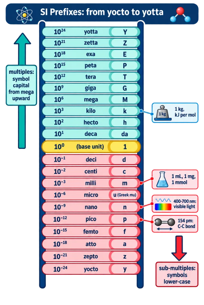 Ladder of SI prefixes from yocto to yotta