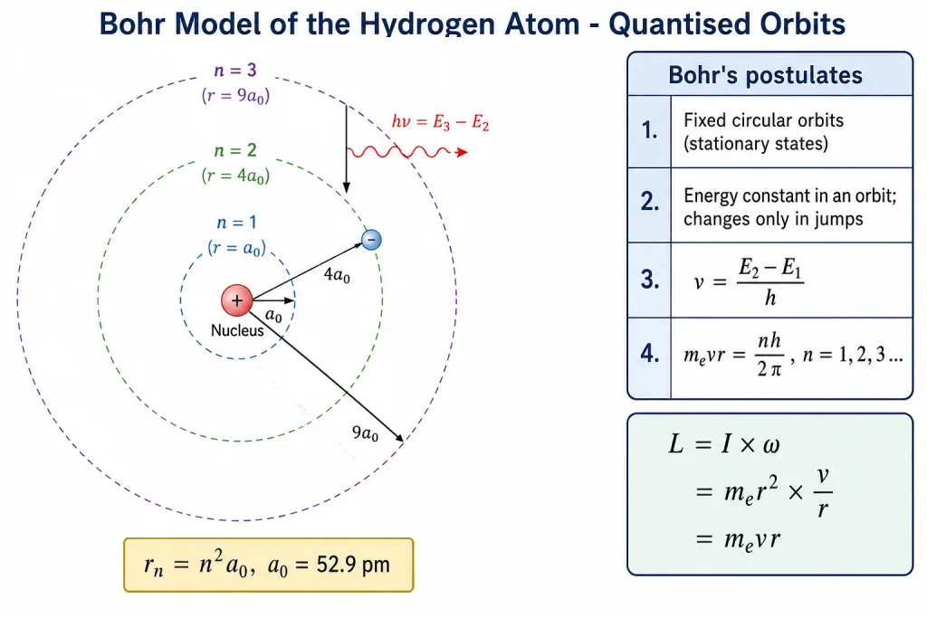 Bohr orbits of hydrogen with quantised radii and angular momentum