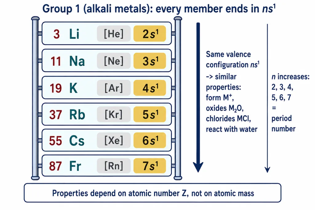 Ladder of alkali metal configurations all ending in ns1