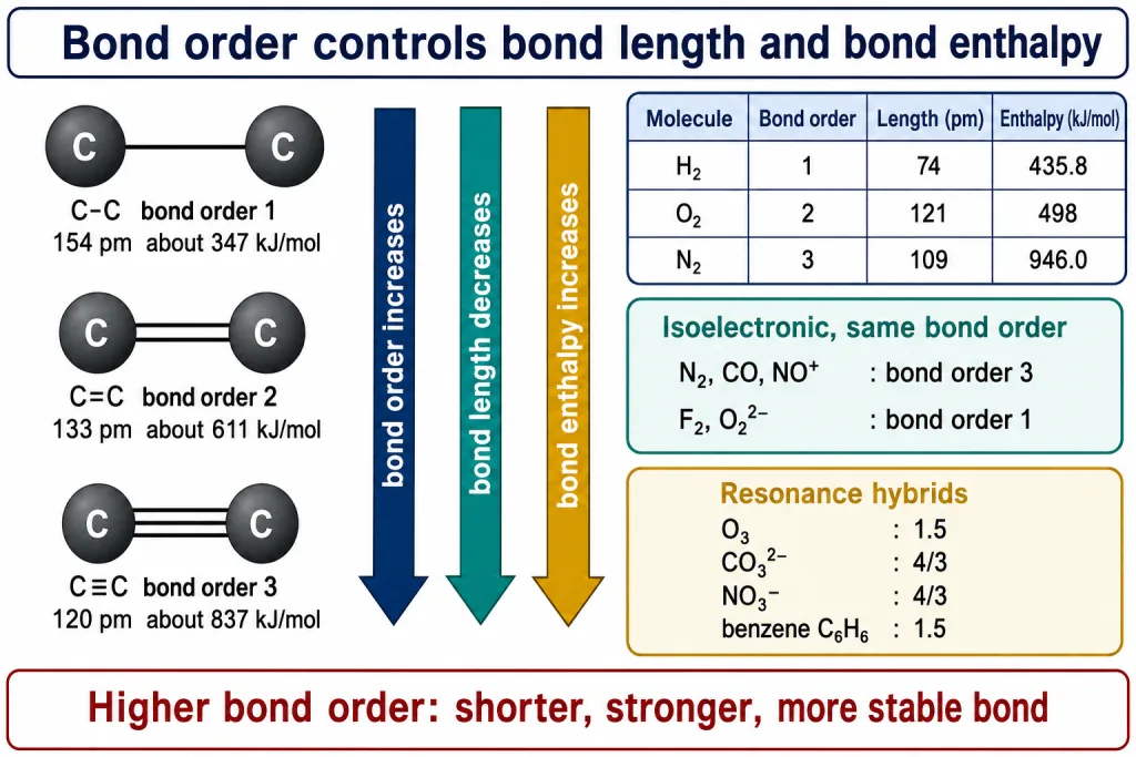 Bond order against bond length and bond enthalpy card