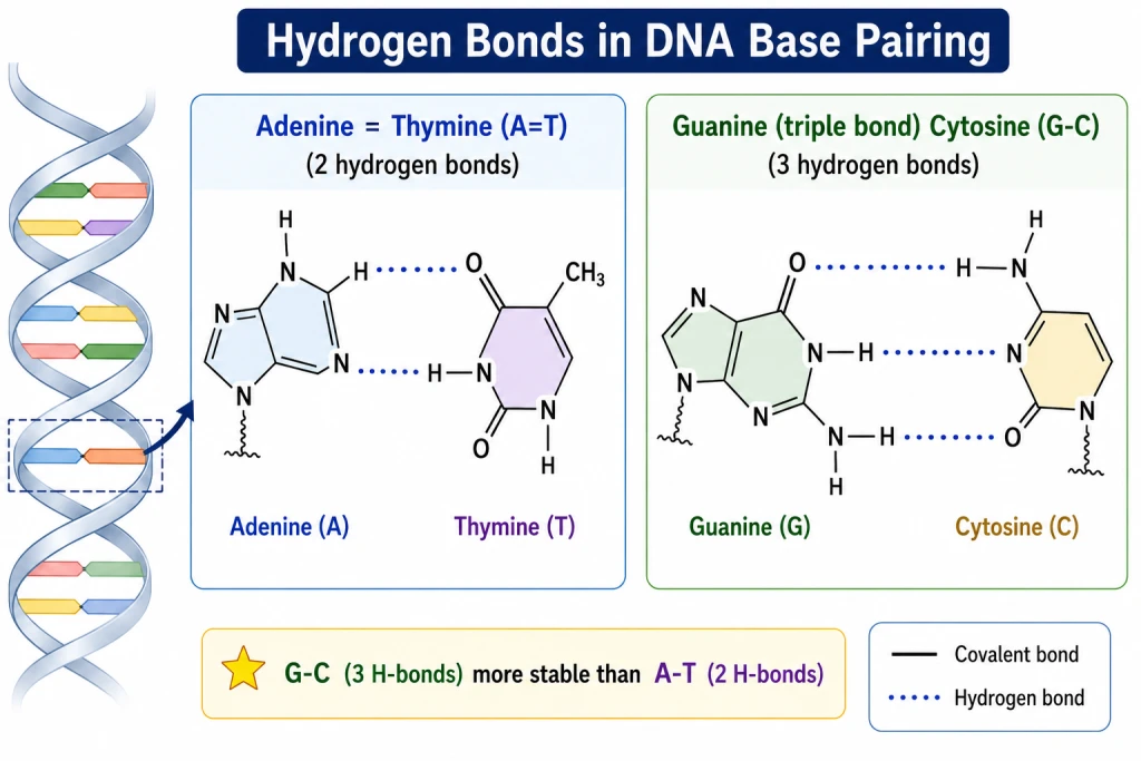 Hydrogen bonding in DNA base pairs